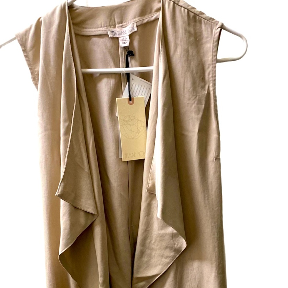 Elaine Rose open front waterfall tencel taupe vest